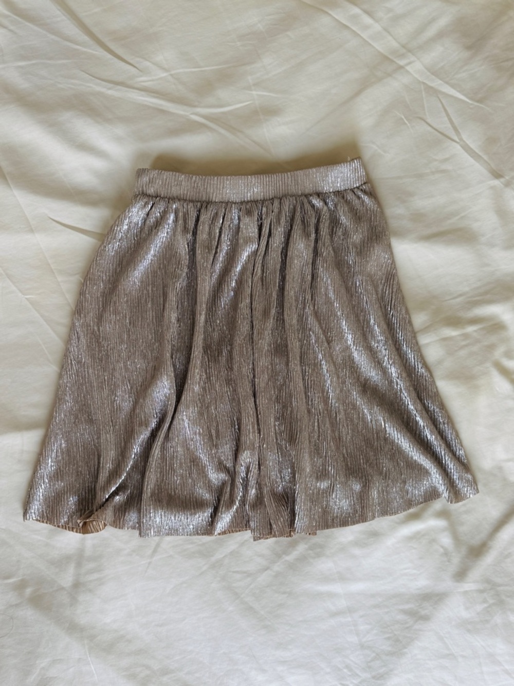 Xhilaration Metallic Silver Pleated Mini Skirt